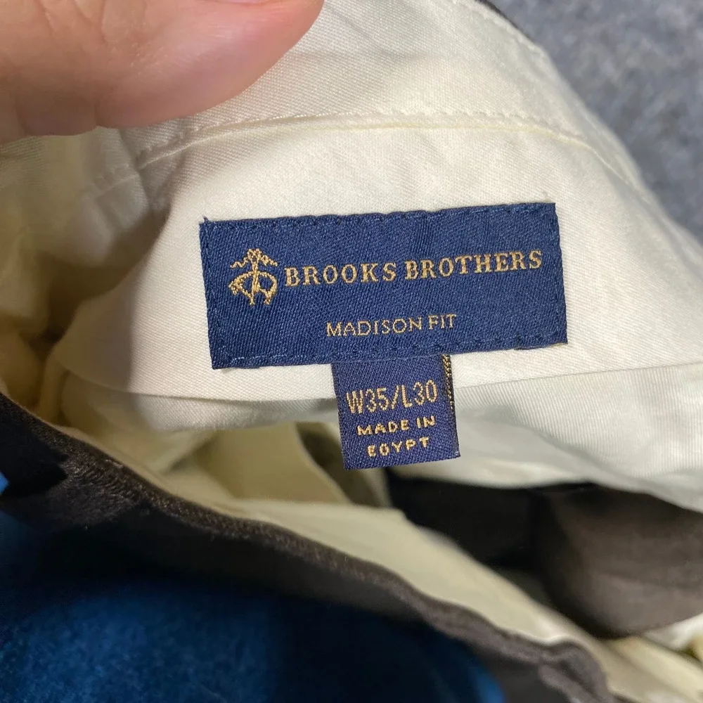 Brooks Brothers Madison Fit Brown Wool‎ Dress Pants Mens 35x30 Straight Leg
